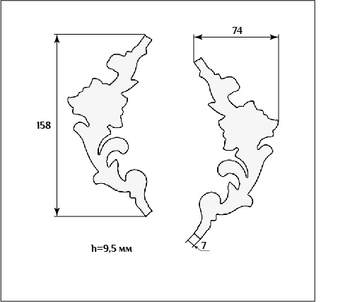 Декоративный элемент для мебели SY 88262-1 схематичное изображение с указанием размеров.