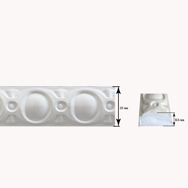Декоративный гибкий молдинг для мебели SY 84 схематичное изображение с указанием размеров.