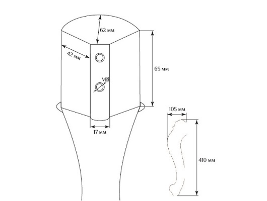 Мебельная опора SY 1202 схематичное изображение с указанием размеров.