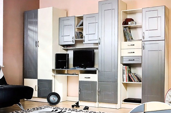 Мебель с кромкой пвх 1,8*22 мм BR100 - пример использования. Цвет алюминий.