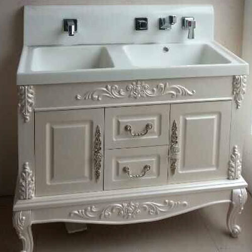 Декоративный элемент SY 11123 на мебели - пример использования. Декорирование тумбы для раковины.