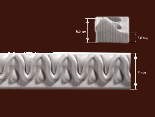 Декоративный гибкий молдинг для мебели SY 140 схематичное изображение с указанием размеров.