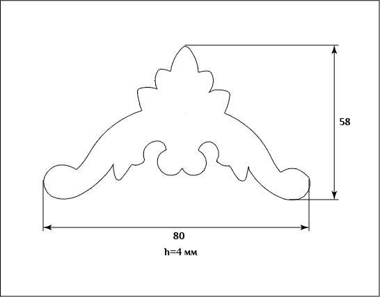 Декоративный элемент для мебели SY 88160 схематичное изображение с указанием размеров.