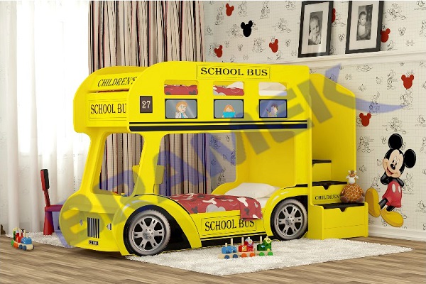 Мебель с врезным кантом пвх T09 BK138 - пример использования. Детская кровать-машина.