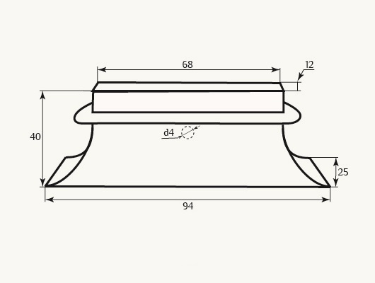 Подпятник дял капители SY 17028 схематичное изображение с указанием размеров.