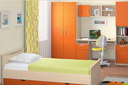 Мебель с кромкой пвх 1,8*19 мм BR720 - пример использования. Цвет оранжевый.