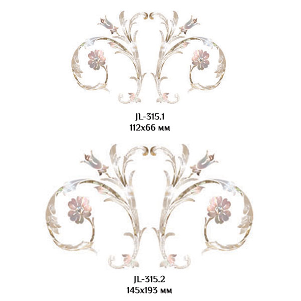 Сочетание переводной декоративной наклейки для мебели JL 315.2 с наклейкой JL 315.1.