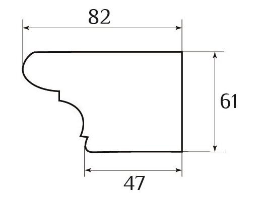 Карниз для короны SY 16149 схематичное изображение с указанием размеров.