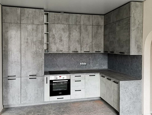 Мебель с кромкой пвх 0,4*19 мм BR106 - пример использования. Цвет цемент.