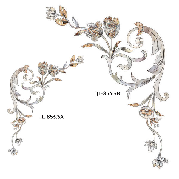 Сочетание переводной декоративной наклейки для мебели JL 853.3A с наклейкой JL 853.3B.