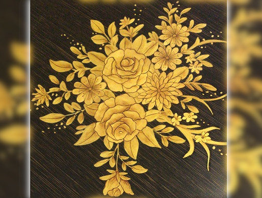 Декоративная наклейка JL 485.1 для мягкой мебели - пример использования. Декорирование мебельного фасада.