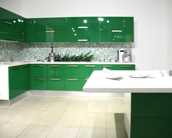 Мебель с кромкой пвх 1,8*42 мм BR910 - пример использования. Цвет зеленый.