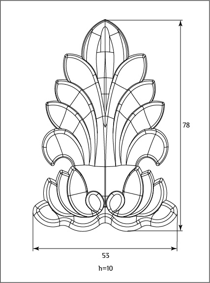 Вертикальный мебельный декор SY 13223 схематичное изображение с указанием размеров.