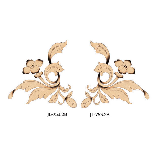 Сочетание переводной декоративной наклейки для мебели JL 753.2A с аналогичными наклейками других размеров.