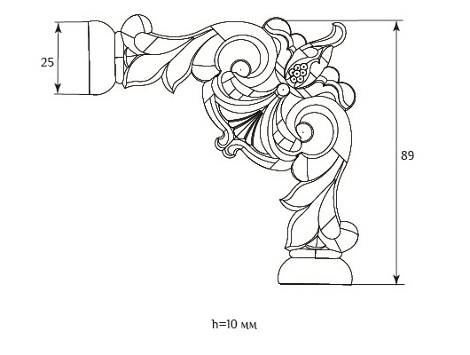 Декоративный элемент для мебели SY 0883 схематичное изображение с указанием размеров.