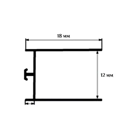 Профиль торцевой ТН12 ВК122 (черный) схематичное изображение.
