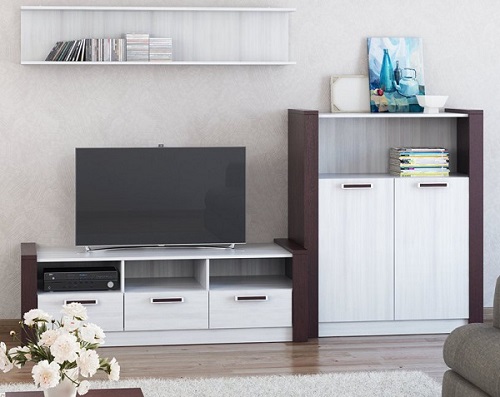 Мебель с накладным кантом пвх U16 BK9903 - пример использования. Мебель в гостинную цвет белое дерево.