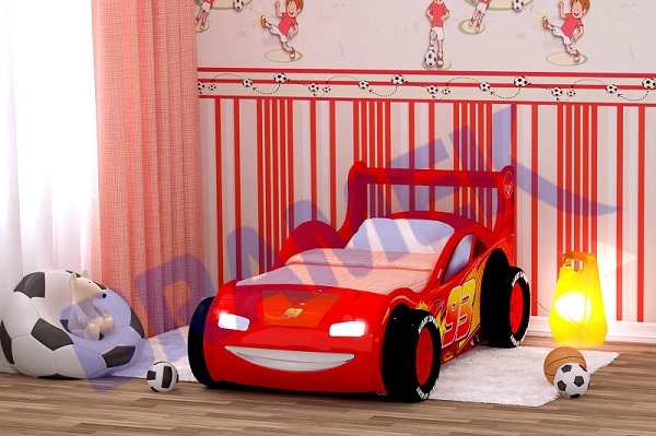 Мебель с накладным кантом пвх U09 BK127 - пример использования. Детская кроватка-машина красная.