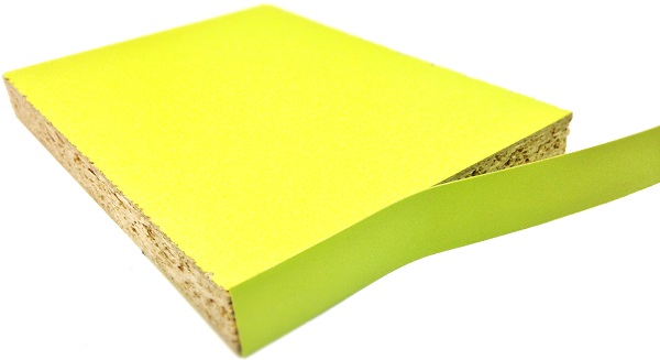 Лента кромочная ПВХ BR912-911 лайм шагрень с плитой ЛДСП.