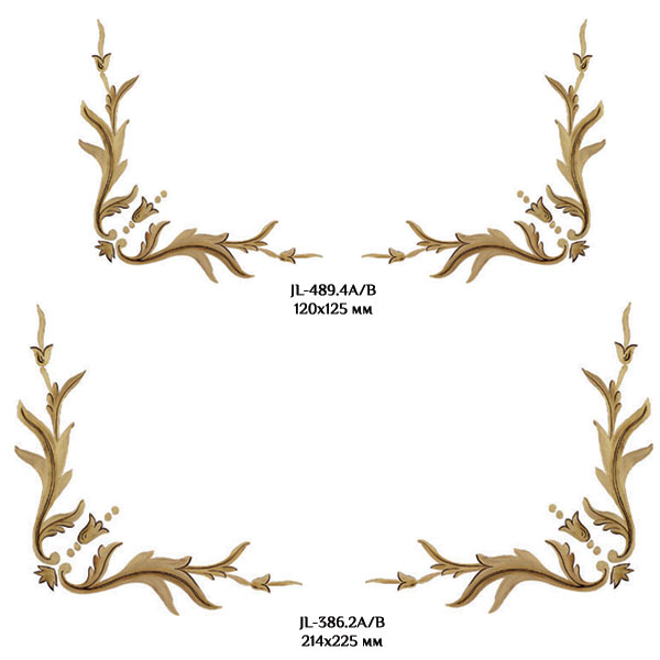 Сочетание переводной декоративной наклейки для мебели JL 386.2A с аналогичными наклейками других размеров.