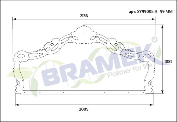 Рама для спинки кровати SY 99005 схематичное изображение с указанием размеров.