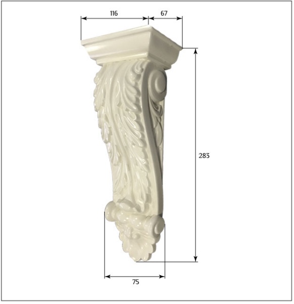 Кронштейн для мебели и интерьера SY 18020 схематичное изображение с указанием размеров.