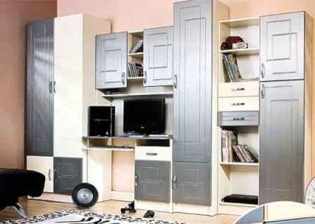 Мебель с кромкой пвх 1*42 мм BR100 - пример использования. Цвет алюминий.