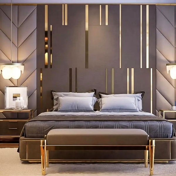 Металлический молдинг цвет золото глянец для мебели и стен в интерьере.