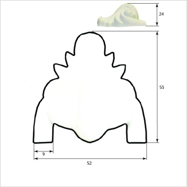 Вертикальный мебельный декор SY 10141-2 схематичное изображение с указанием размеров.
