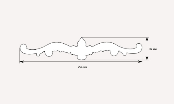 Декоративный элемент для мебели SY 0711-3 схематичное изображение с указанием размеров.