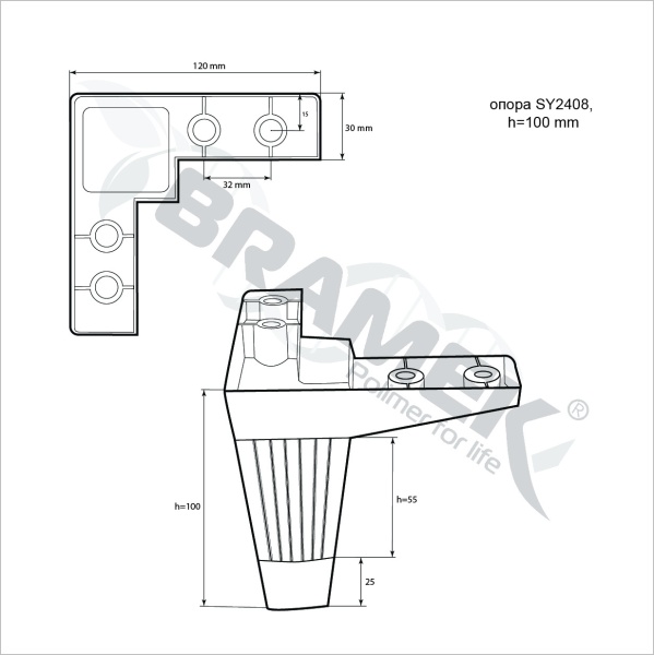 Схема с размерами опора 2408 BB
